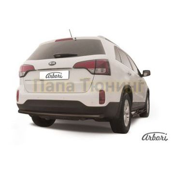 Защита заднего бампера чёрная сталь радиусная 57 мм Slitkoff для Kia Sorento 2012-2020 Защита заднего бампера чёрная сталь радиусная 57 мм Slitkoff для Kia Sorento 2012-2020