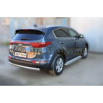 Пороги с площадкой алюминиевый лист 60 мм ALFeco для Kia Sportage 2016-2018