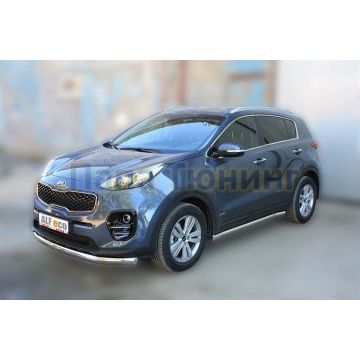 Защита передняя овальная 75х42 мм ALFeco для Kia Sportage 2016-2018