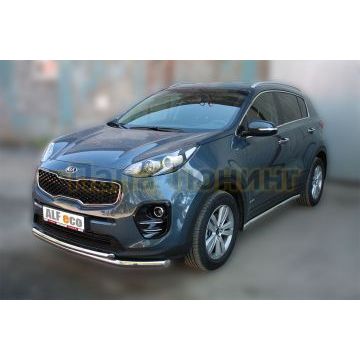 Защита передняя двойная 60-42 мм ALFeco для Kia Sportage 2016-2018