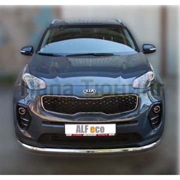 Защита передняя овальная 75х42 мм ALFeco для Kia Sportage 2016-2018