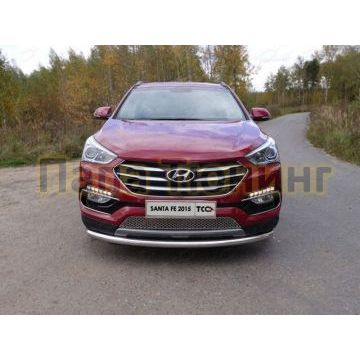 Защита переднего бампера 60 мм ТСС для Hyundai Santa Fe 2015-2018 Защита переднего бампера 60 мм ТСС для Hyundai Santa Fe 2015-2018