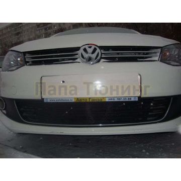 Защита радиатора черная РусСталь для Volkswagen Polo 2009-2015