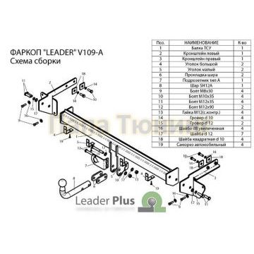 Фаркоп Лидер-Плюс для Volkswagen Sharan 2000-2010