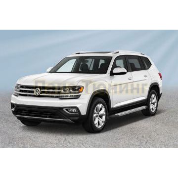 Пороги алюминиевые Arbori Standart Silver серебристые для Volkswagen Teramont 2018-