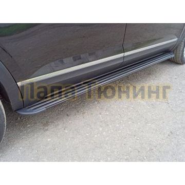 Пороги алюминиевые Slim Line Black ТСС для Volkswagen Teramont 2018- Пороги алюминиевые Slim Line Black ТСС для Volkswagen Teramont 2018-