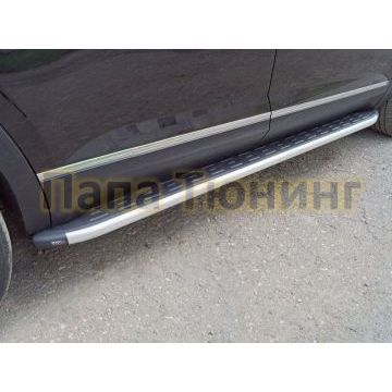 Пороги алюминиевые ТСС с накладкой для Volkswagen Teramont 2018- Пороги алюминиевые ТСС с накладкой для Volkswagen Teramont 2018-