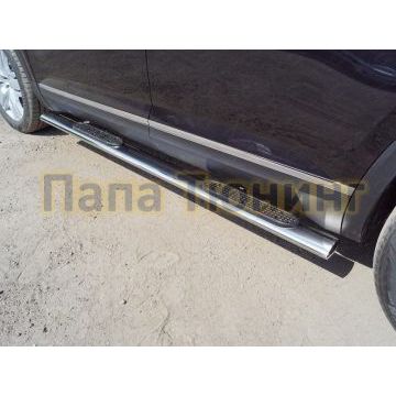 Пороги труба овальная с накладкой 120х60 мм ТСС для Volkswagen Teramont 2018- Пороги труба овальная с накладкой 120х60 мм ТСС для Volkswagen Teramont 2018-