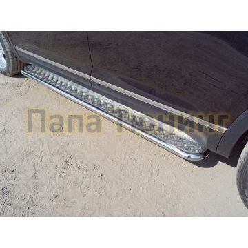 Пороги с площадкой алюминиевый лист 42 мм ТСС для Volkswagen Teramont 2018- Пороги с площадкой алюминиевый лист 42 мм ТСС для Volkswagen Teramont 2018-