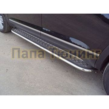 Пороги с площадкой алюминиевый лист 75х42 мм ТСС для Volkswagen Teramont 2018- Пороги с площадкой алюминиевый лист 75х42 мм ТСС для Volkswagen Teramont 2018-