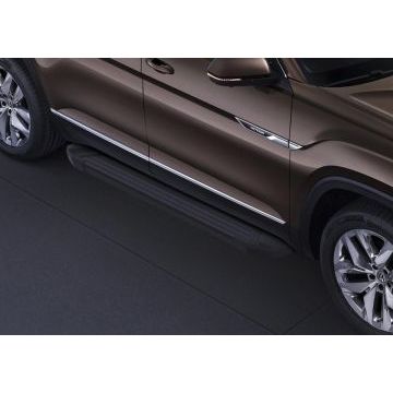 Пороги алюминиевые Rival Black New для Volkswagen Teramont 2018-