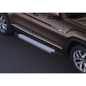 Пороги алюминиевые Rival Silver New для Volkswagen Teramont 2018-