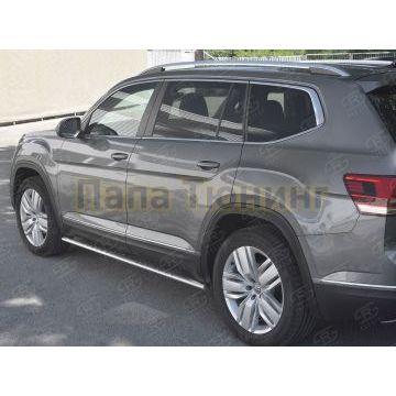 Пороги труба овальная с проступью 75х42 мм для Volkswagen Teramont 2018-