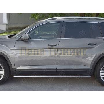 Пороги труба овальная с проступью 75х42 мм для Volkswagen Teramont 2018-