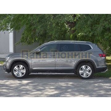 Пороги труба овальная с проступью 75х42 мм для Volkswagen Teramont 2018-