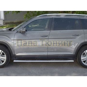 Пороги труба овальная с проступью 120х60 мм для Volkswagen Teramont 2018-