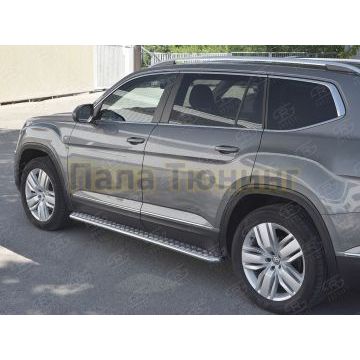 Пороги с площадкой алюминиевый лист d42 вариант 2 для Volkswagen Teramont 2018-