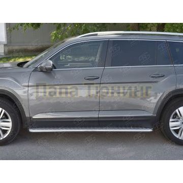 Пороги с площадкой алюминиевый лист d42 вариант 2 для Volkswagen Teramont 2018-