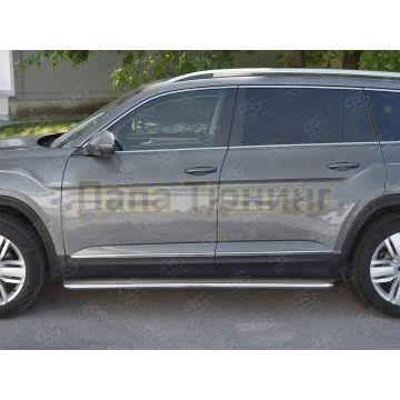 Пороги с площадкой нержавеющий лист 42 мм для Volkswagen Teramont 2018-