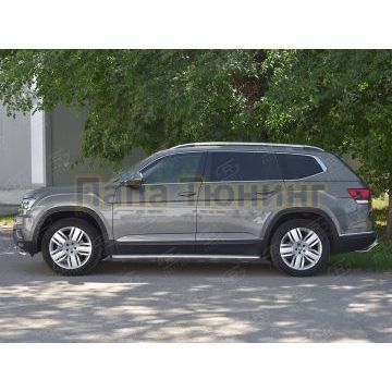 Пороги с площадкой нержавеющий лист 42 мм для Volkswagen Teramont 2018-