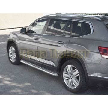 Пороги с площадкой алюминиевый лист d57 вариант 2 для Volkswagen Teramont 2018-