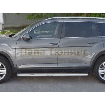Пороги с площадкой нержавеющий лист 63 мм для Volkswagen Teramont 2018-