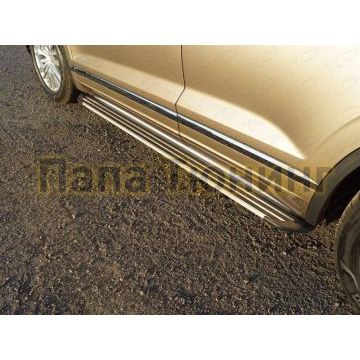 Пороги алюминиевые Slim Line Silver ТСС для Volkswagen Touareg 2018- Пороги алюминиевые Slim Line Silver ТСС для Volkswagen Touareg 2018-