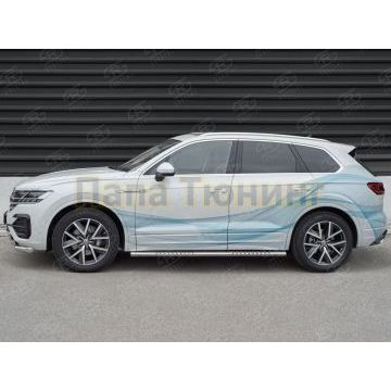 Пороги труба овальная с проступью 120х60 мм для Volkswagen Touareg 2018-