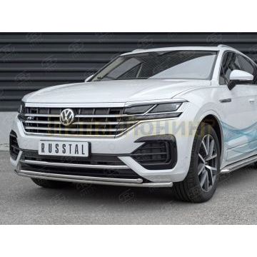 Защита передняя двойная 42-d42 секции-дуга для Volkswagen Touareg 2018-