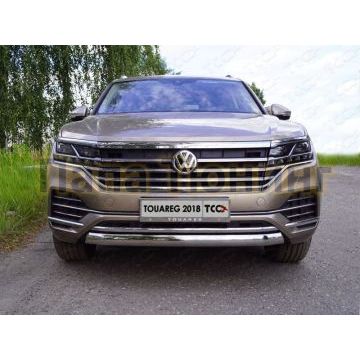 Защита передняя овальная 75х42 мм ТСС для Volkswagen Touareg 2018-