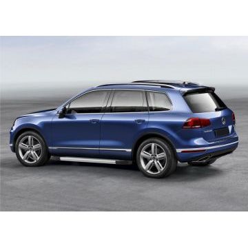 Пороги алюминиевые Rival Silver New для Volkswagen Touareg R-Line 2015-2018