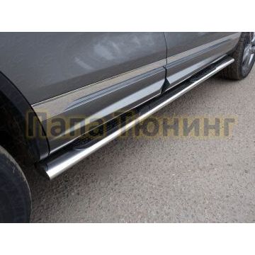 Пороги труба овальная с накладками 120х60 мм ТСС для Volkswagen Touareg R-Line 2014-2017 Пороги труба овальная с накладками 120х60 мм ТСС для Volkswagen Touareg R-Line 2014-2017