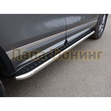 Пороги с площадкой алюминиевый лист 60 мм ТСС для Volkswagen Touareg R-Line 2014-2017 Пороги с площадкой алюминиевый лист 60 мм ТСС для Volkswagen Touareg R-Line 2014-2017