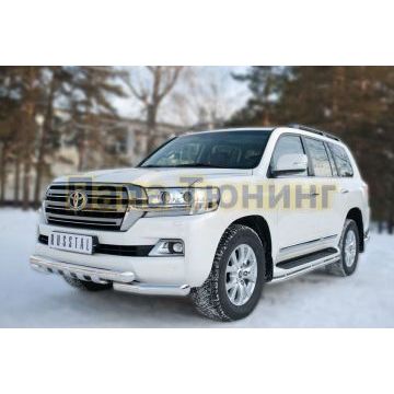 Защита передняя двойная с клыками 76-d76 РусСталь для Toyota Land Cruiser 200 2015-