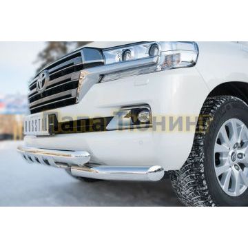 Защита передняя двойная с клыками 76-d76 РусСталь для Toyota Land Cruiser 200 2015-