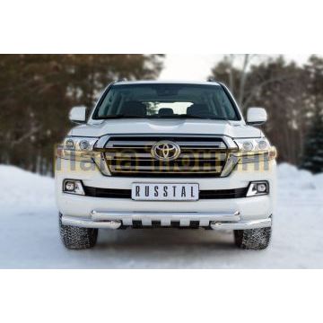 Защита передняя двойная с клыками 76-d76 РусСталь для Toyota Land Cruiser 200 2015-