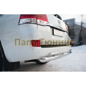 Защита заднего бампера двойная d76-d42 РусСталь для Toyota Land Cruiser 200 2015-