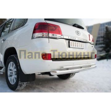 Защита заднего бампера двойная d76-d42 РусСталь для Toyota Land Cruiser 200 2015-