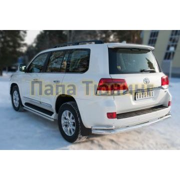 Защита задняя двойная с уголками d76-d42 РусСталь для Toyota Land Cruiser 200 2015-