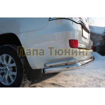 Защита задняя двойная с уголками d76-d42 РусСталь для Toyota Land Cruiser 200 2015-