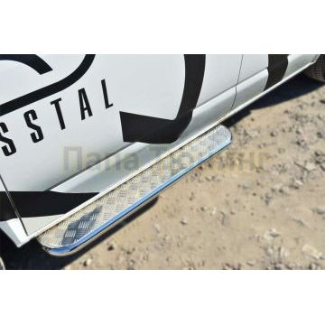 Пороги с площадкой алюминиевый лист d42вариант 2 РусСталь для Volkswagen Transporter 2009-2015