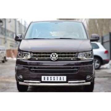 Защита передняя двойная с уголками d57-d42 РусСталь для Volkswagen Transporter 2009-2015