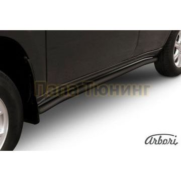 Защита штатных порогов чёрная сталь с загибами 57 мм Slitkoff для Vortex Tingo 2010-2012