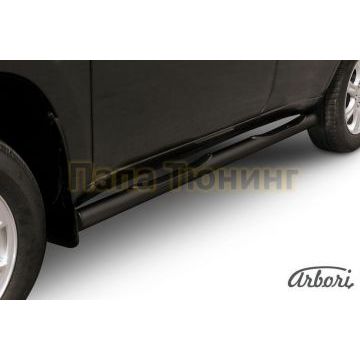 Пороги чёрная сталь труба с накладками 76 мм Slitkoff для Vortex Tingo 2010-2012