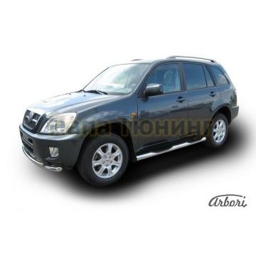 Пороги труба с накладками 76 мм Slitkoff для Vortex Tingo 2010-2012