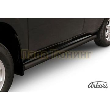 Защита штатных порогов чёрная сталь труба 76 мм Slitkoff для Vortex Tingo 2010-2012