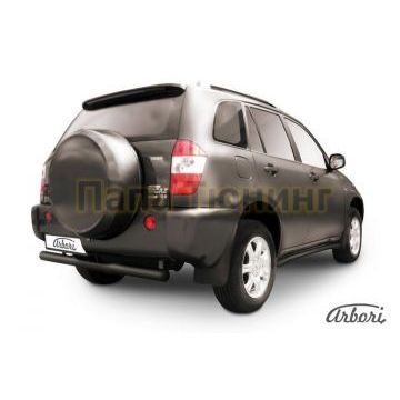 Защита заднего бампера чёрная сталь с накладкой 76 мм Slitkoff для Vortex Tingo 2010-2012