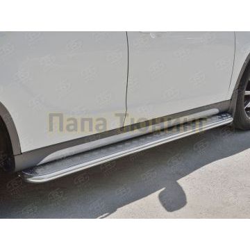 Пороги с площадкой алюминиевый лист 42 мм вариант 2 РусСталь для Volvo XC60 2008-2013