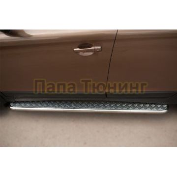 Пороги с площадкой алюминиевый лист d42 РусСталь для Volvo XC60 2008-2013