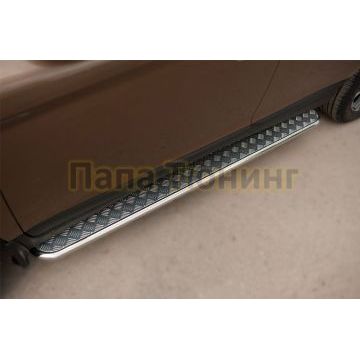 Пороги с площадкой алюминиевый лист d42 РусСталь для Volvo XC60 2008-2013